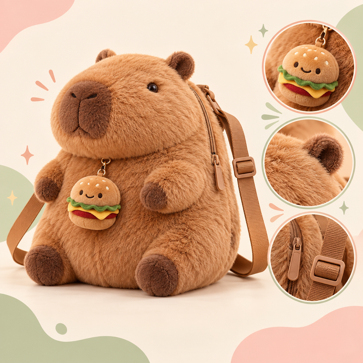 Mochila Peluche Felpa Kawaii Capibara compañero de paseos!