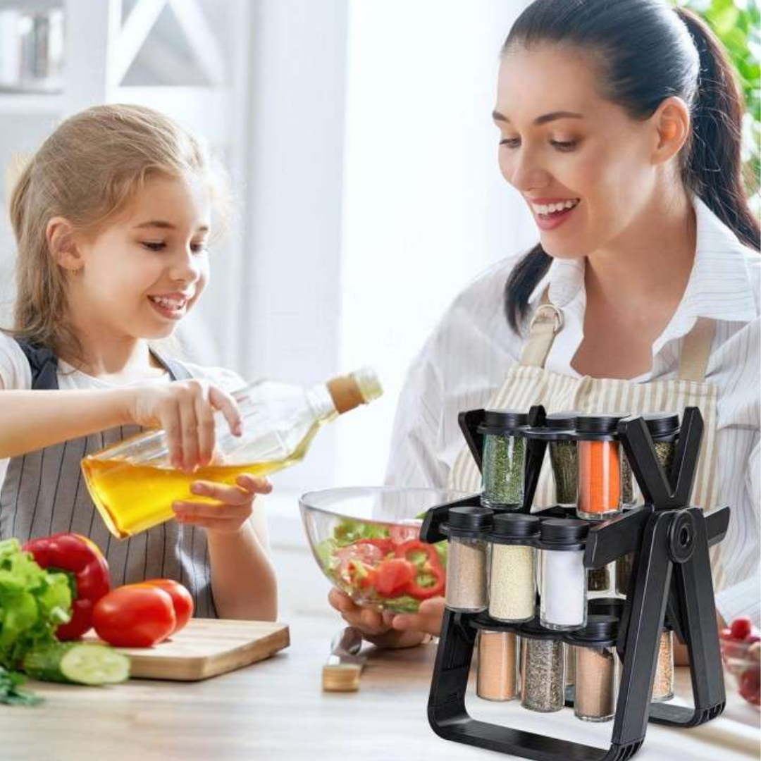 Especiero giratorio en una cocina