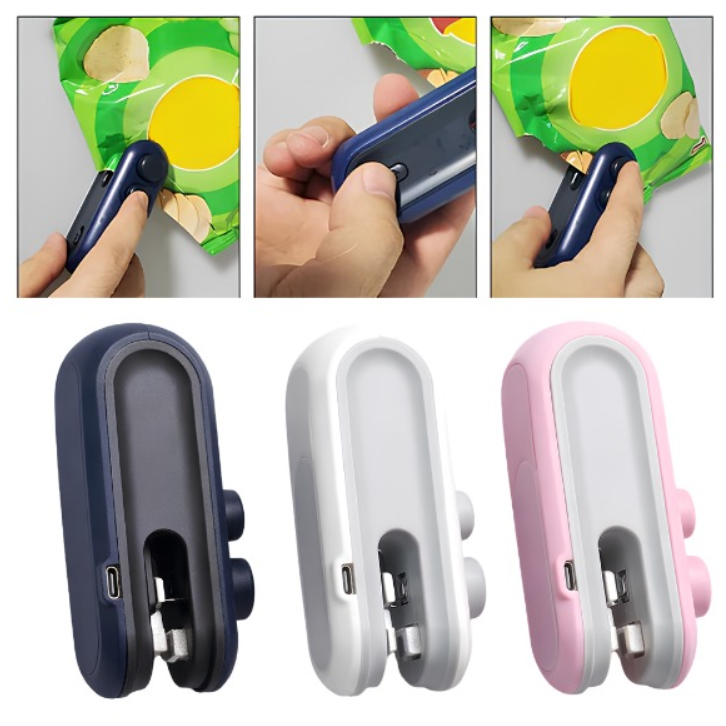 Mini selladora de bolsas recargable 2 en 1 con cortador — detalle 3