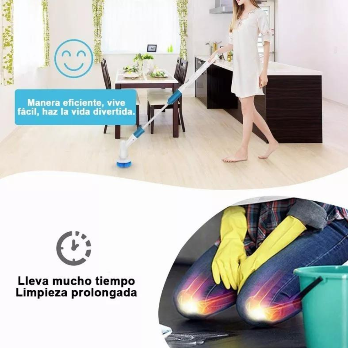 Cepillo eléctrico extensible para limpieza del hogar — detalle 2