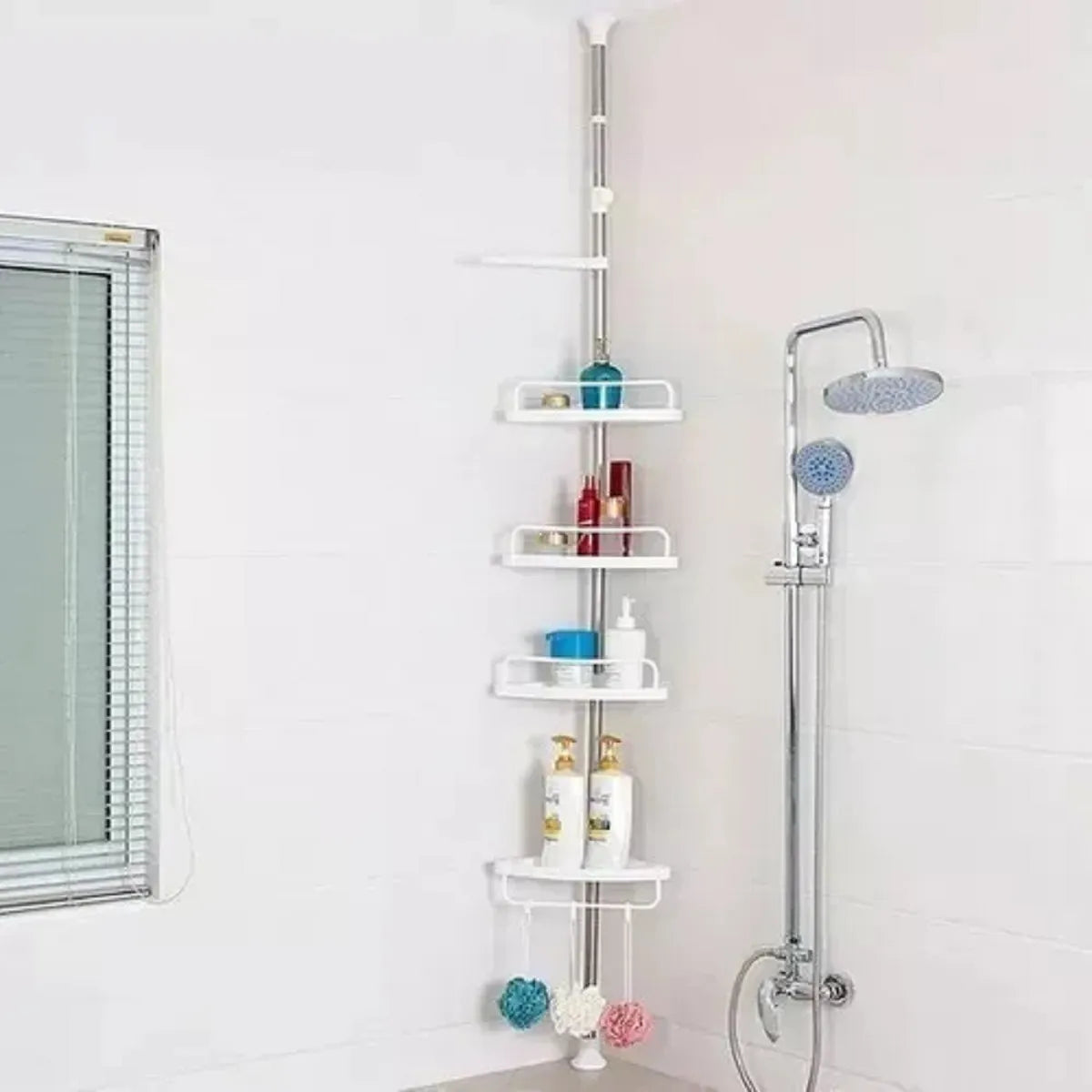 Repisa esquinera retráctil para baño y ducha — detalle 2