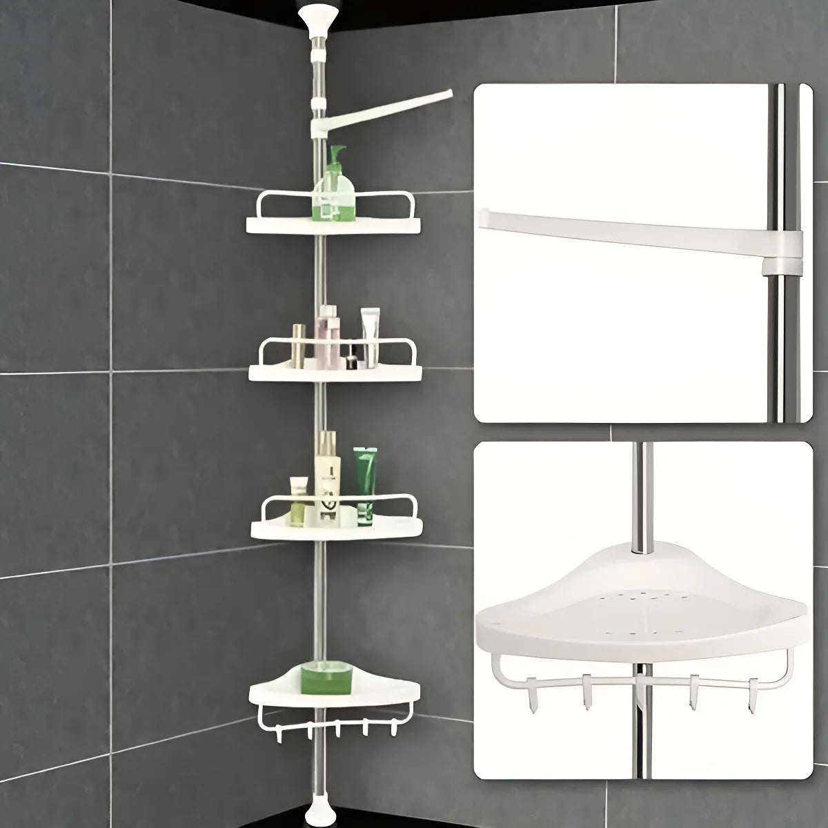 Repisa esquinera retráctil para baño y ducha — detalle 3