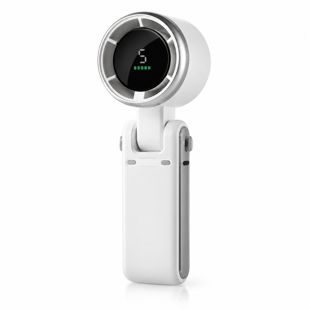Ventilador portátil plegable blanco, imagen mejorada